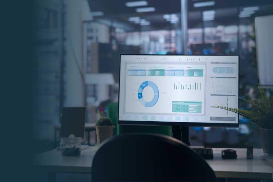 Analytics dashboard on a workstation